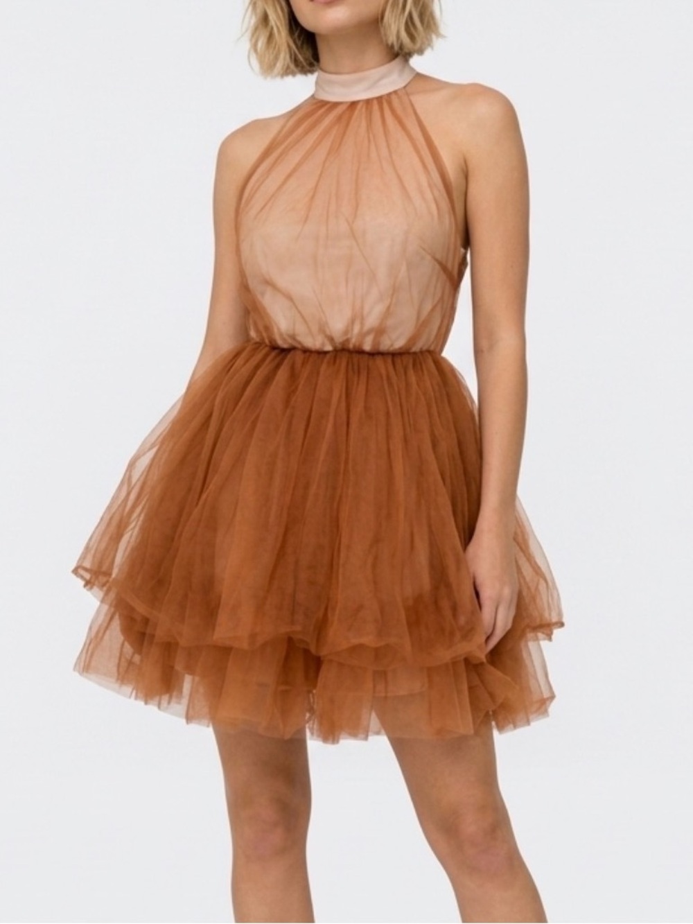 Womens Rust Tulle Layered Skirt